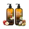 Majestic Pure Apple Cider Vinegar Shampoo and Conditioner Set, ACV & Argan Oil Shampoo with Coconut Avocado Conditioner 16 fl oz Each | Pack of 2 Sulfate Free Clarifying Duo for Buildup, All Hair Types, Men & Women, Soft, Frizz-Free Look