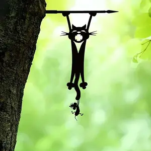 Cat & Mouse Hanging Decor, Metal Hanging Decor, Outdoor Garden Decoration, Home Decor, Room Decor, Garden Decoration, Garden Accessories, Gift Ideas