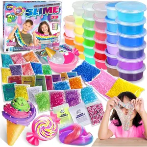 33 Cups Jumbo Slime Kit for Kids, FunKidz Premade Ultimate Slime Pack to DIY Soft, Cloud, Clear, Butter, Glitter, Glow in Dark Slime Making Kit Party Favors Gift Toys for Girls and Boys