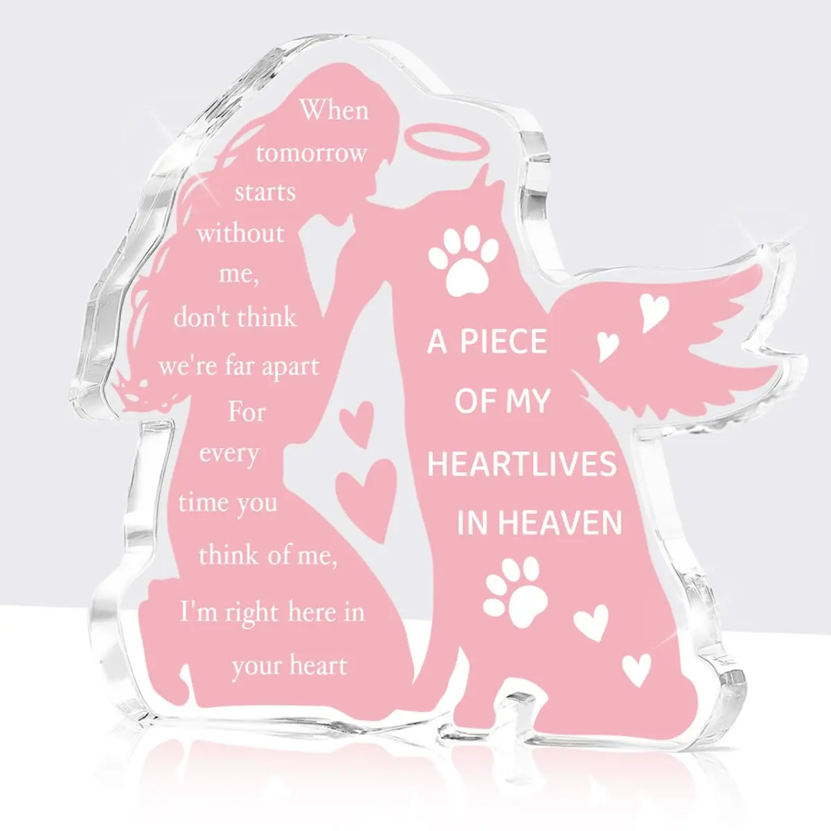 Dog Memorial Gift for Pet Owners, Creative Acrylic Decoration Paws Plaque 4x4.5 Inches, Sympathy Gift for Lost Pets, Pet Remembrance Keepsake
