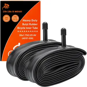 2-PCS 26" Heavy Duty  Tubes 26x1.75/1.95/2.125/2.25 AV Schrader Valve (45/57-559) 26" Bicycle Tube Compatible with 26 x 1.75 26x1.95 26x2.0 26x2.10 26x2.125 26x2.20 26x2.25 Tire Tubes
