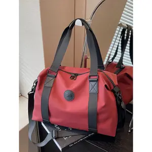 Large capacity travel tote bag, solid color and clean color tote bag, zipper closure, fashionable and versatile, casual and simple, suitable for college students, school trips, travel, fitness, men's and women's travel bags, Travel Duffle Bag