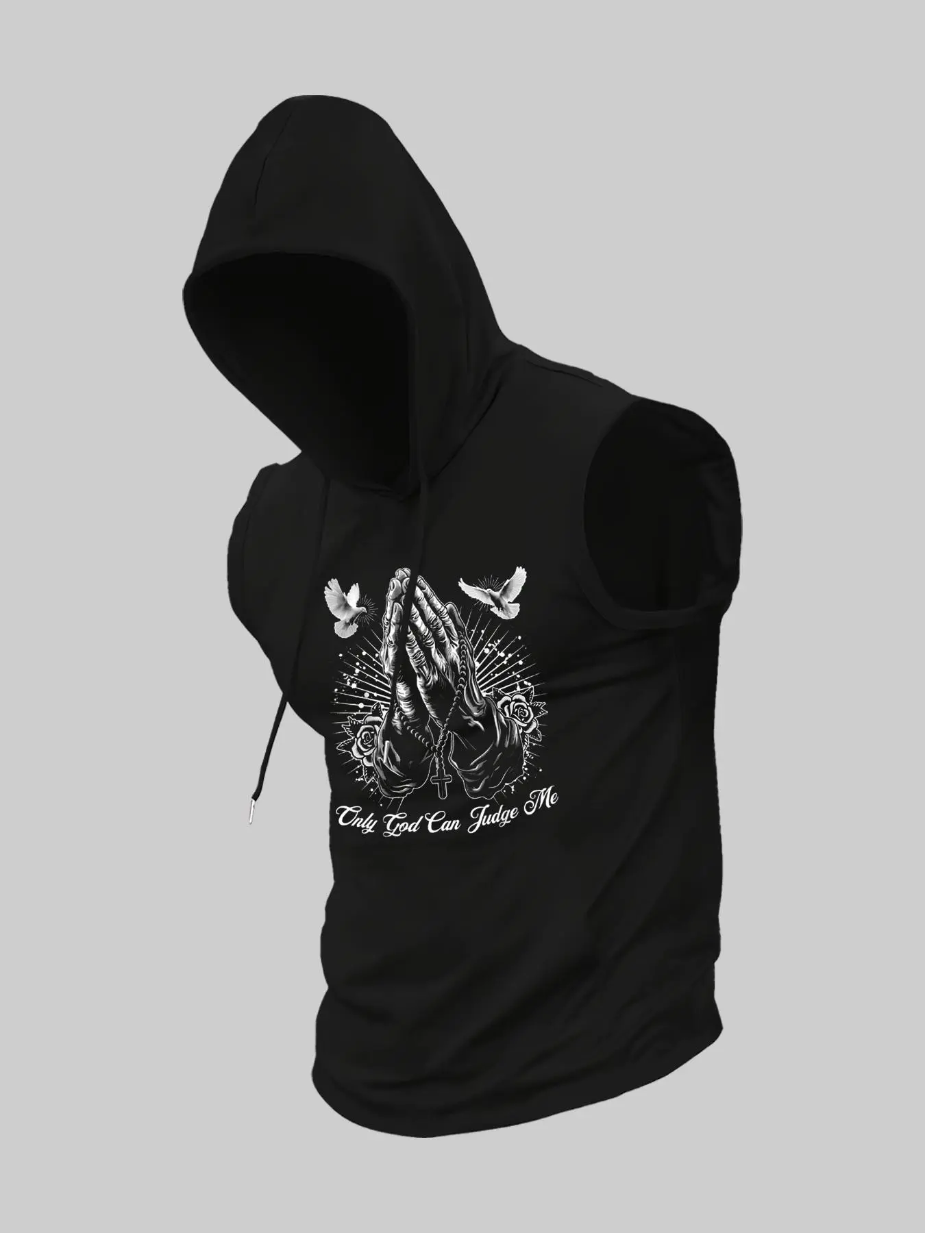 Men's Eagle Print Hooded Tank Top, Regular Fit Casual Sleeveless Hooded Top for Daily Wear, Men's Clothes for All Seasons, Sweatshirts