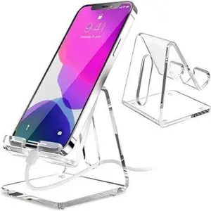 Transparent Acrylic Desktop Phone Stand, Counter Display Rack, Mobile Phone Holder, Tablet Placement Shelf, Desk Accessories, Stable Phone Holders