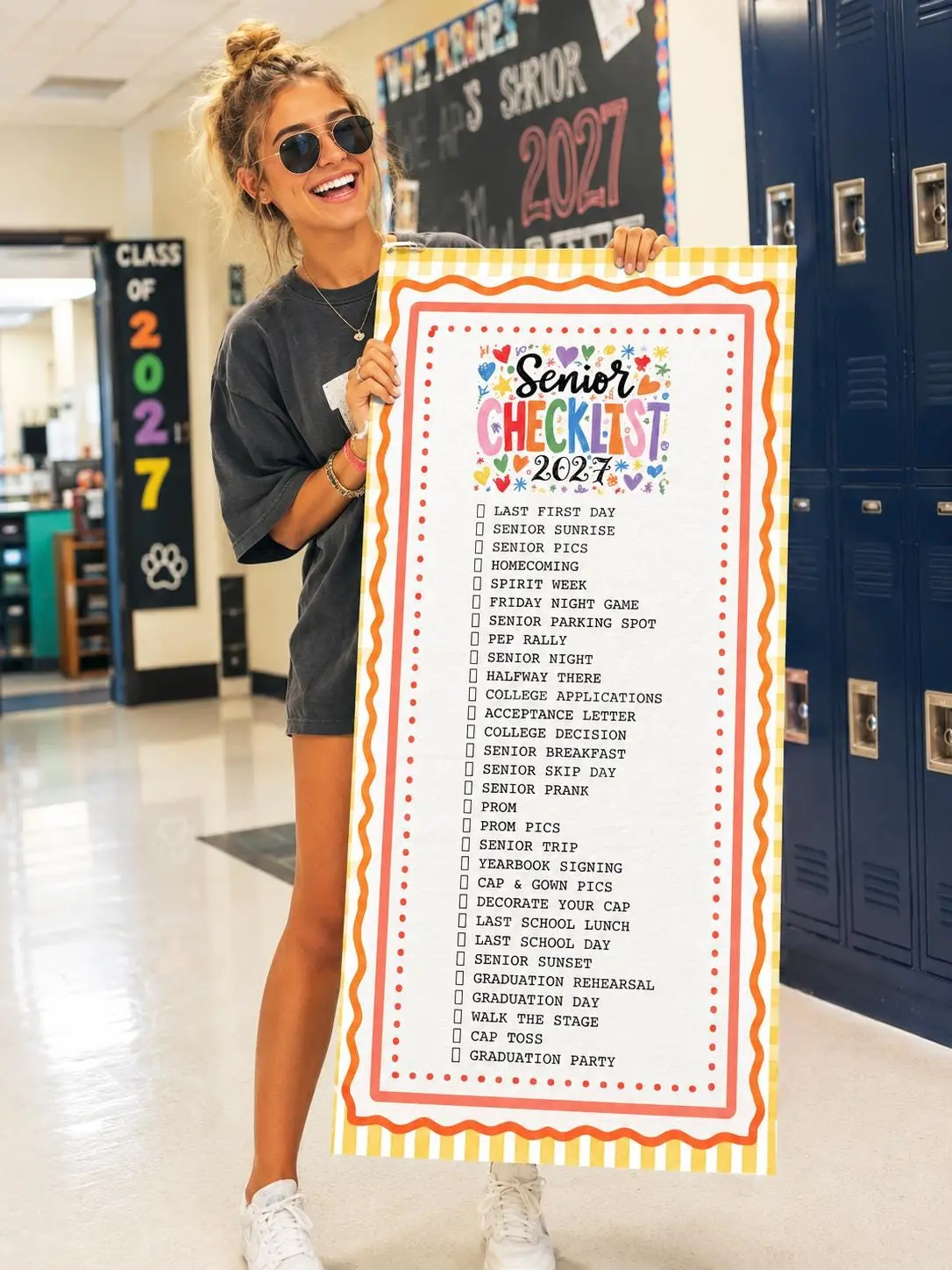 Senior Year Checklist Matte Vertical Poster, Class of 2027 Senior Checklist, Graduation Checklist, 12th Grade Poster, Gift for Her, Gift for Senior, Back to School Gifft