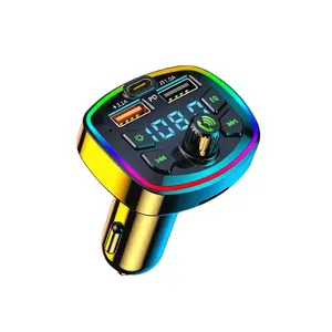 Q7 Bluetooth-compatible Car Charger with Fm Transmitter, Hands-Free Mp3 Player, True 4.8a Dual USB Ports, PD Charging, Wireless Car Mp3 Player, Type C Charger