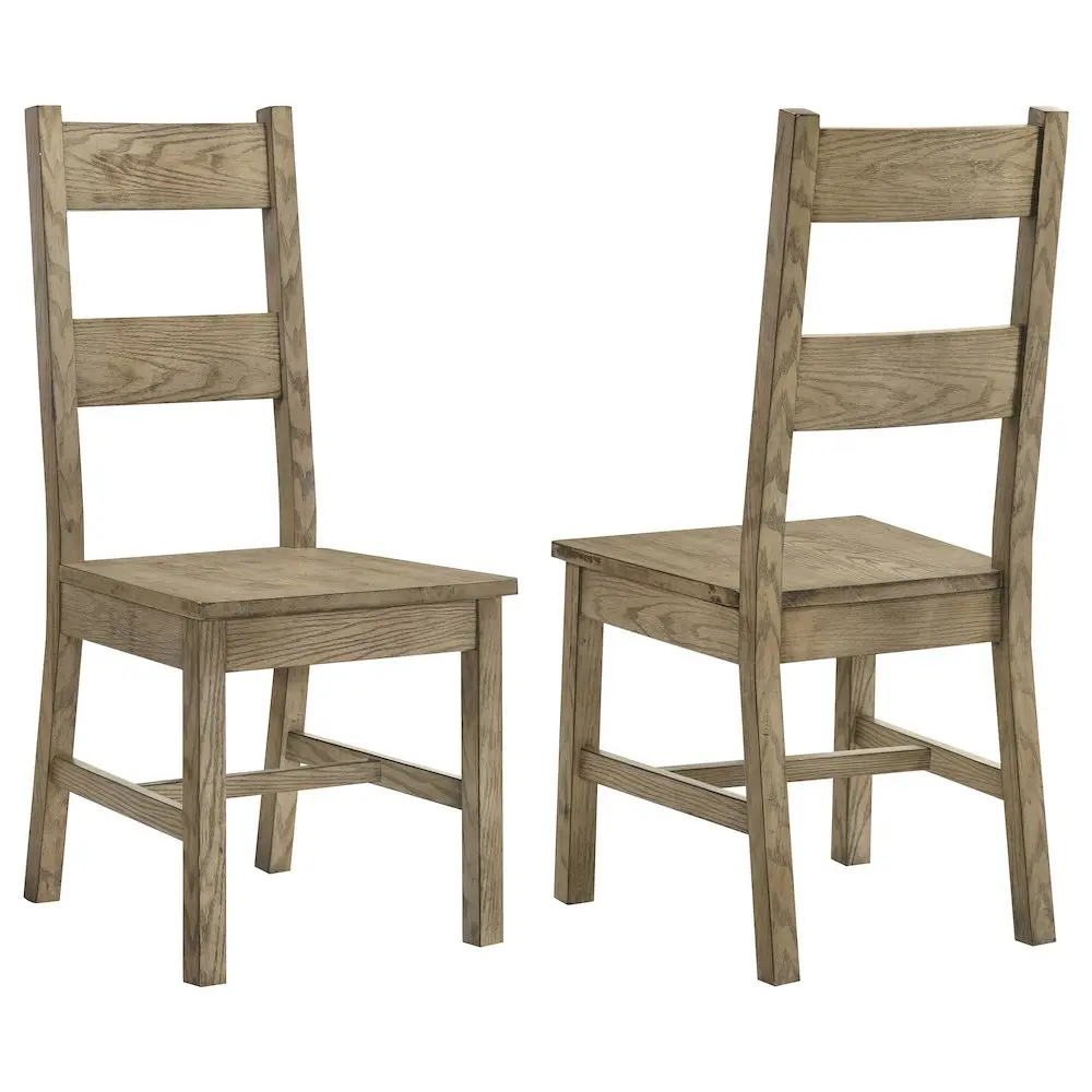 Cardova Rustic Sturdy Armless Solid Wood Dining Side Chairs - Vineyard Oak Finish, Fixed Back, Quiet Character Hardwood Dining Room Furniture (Set of 2), Dining Chairs, Simple
