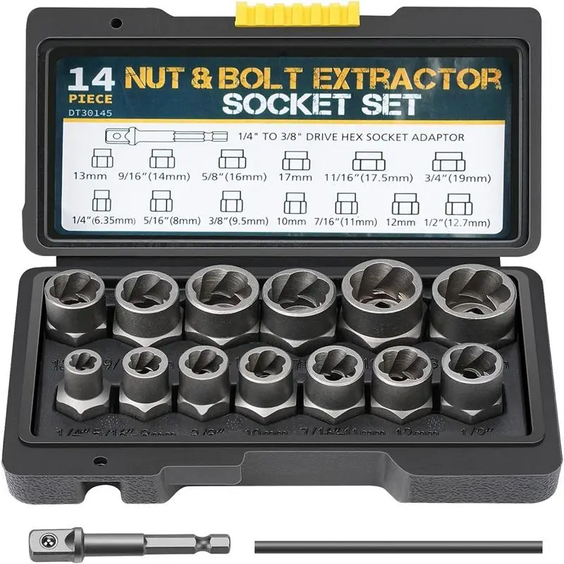 Impact Bolt & Nut Remover Set, 1 Set Universal Impact Bolt and Nut Extractor Parts, Power Tool Accessories, Metal