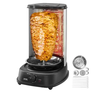 fathersdaygift VEVOR Shawarma Grill Machine, Vertical Chicken Shawarma Cooker Machine Countertop, Electric Stainless Steel Broiler Gyro Rotisserie Oven Doner Kebab Machine, for Home Restaurant Kitchen Parties