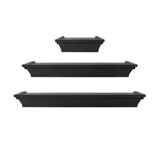 Plastic 3PC Floating Shelves, Black - Hardware Included Mainstays