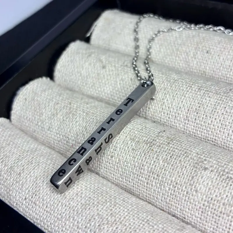 Engraved Bar Necklace - Personalized Stainless Steel Pendant with Custom Engraving for Men and Women