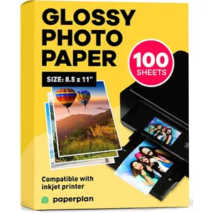 Glossy Photo Paper 8.5 x 11" 100 Sheets Works with Inkjet Printer, Premium Easy to Use High Quality Picture Printing Paper