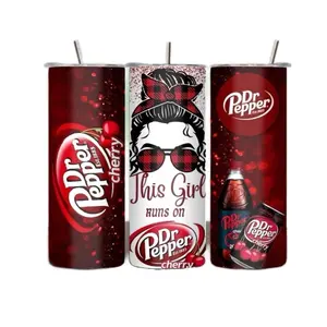 Reusable Stainless Steel Dr. Pepper Cherry Tumbler - Portable, Washable Kitchenware Drinkware for Dr. Pepper Enthusiasts