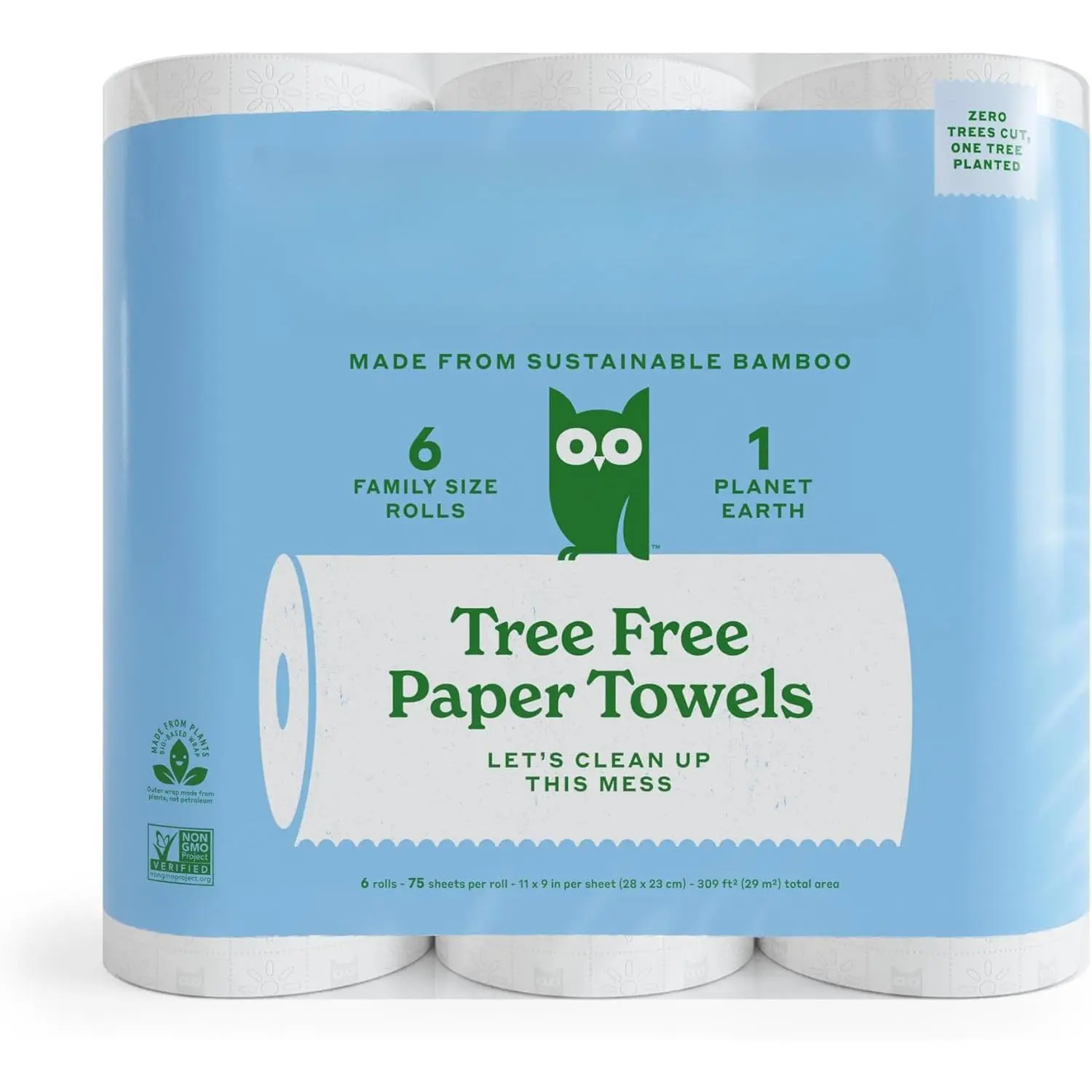Free Tissues, 6 Rolls, Eco-Friendly, Eco-Friendly, Sustainable Kitchen Towels, Comes with Sturdy 2-Layer Sheets
