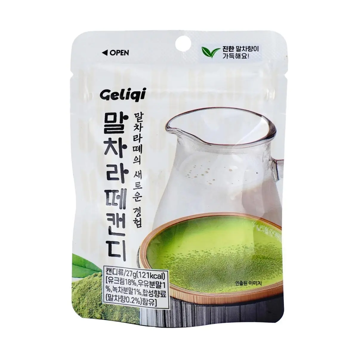 Geliqi Korean Matcha Latte Candy 27g - Rich Green Tea Flavor, Fresh & Smooth