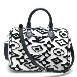 Pre-owned Louis Vuitton Leather with Tuftage Monogram Shoulder Bags NEW x Urs Fisher Speedy Bandoulière 25 with Tufted Monogroam