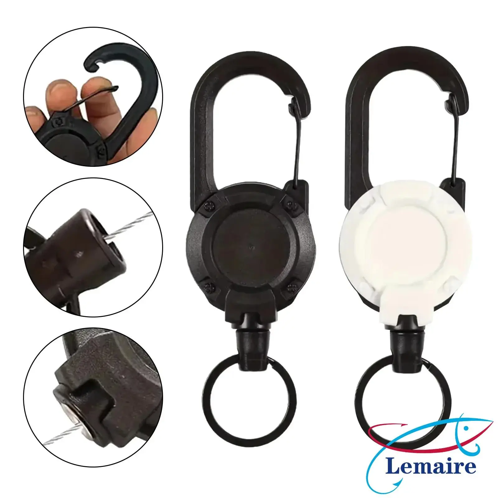 [Retractable anti-theft keychain] Anti-lost steel cable buckle for fishing backpack | Quick release carabiner to hang bait/key Outdoor equipment safety lock EDC Security Gear Heavy-Duty Cable