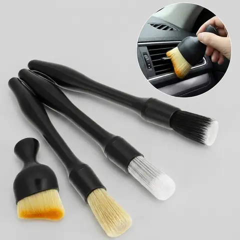 4-Piece Car Detailing Brush Set, Soft Bristle Cars Accessories Cleaning Supplies for Vehicle Interior/Exterior, Auto Tools for Dashboard, Air Vents, Crevices