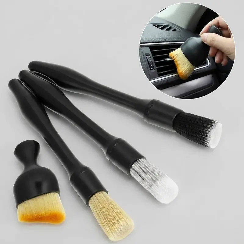 4-Piece Car Detailing Brush Set, Soft Bristle Cars Accessories Cleaning Supplies for Vehicle Interior/Exterior, Auto Tools for Dashboard, Air Vents, Crevices