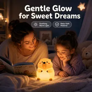 Cute Marmot-Shaped Silicone Touch Night Light—Bedside Lamp, Children’s Lamp, Gift for Girls, and Room Decor. Night Light, Soft Light, Bedroom Lamp, Ambient Light. Marmot Nursery Night LightNight Light, Table Lamp, Baby Lamp, Cartoon, Anime, Boys, Kids