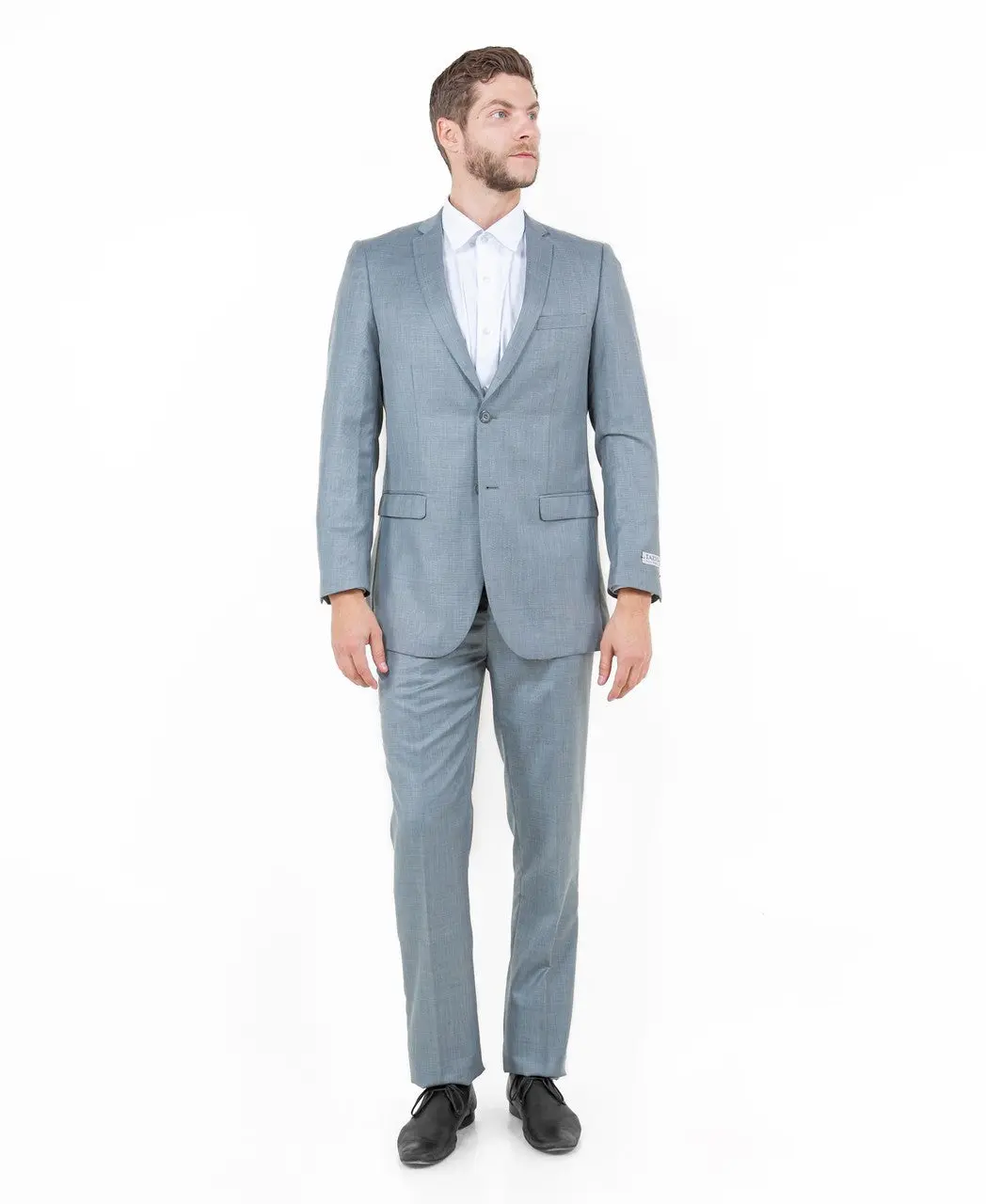 Sharkskin Slim Fit 2-Piece Suit with Notch Lapel - Shark Grey
