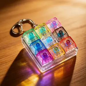 LED Light Up Keyboard Keychain with Clickable Buttons - Stress Relief Fidget Toy, Portable Desk Accessory, Office Decor Gift, Clicker Fidget