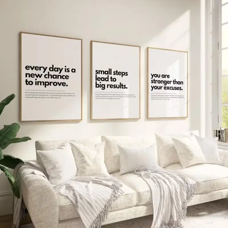 Set Of 3 Motivational Posters, Uplifting Quotes, Minimalist Wall Art, Inspirational Quote Wall Art, Home Office Wall Decor