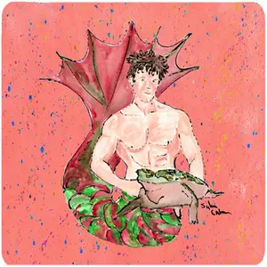Carolines Treasures  Merman Foam Coasters - Set 4