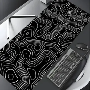 Abstract Terrain Line Pattern Mouse Pad, Rectangle Gaming Mouse Pad, Non-slip Rubber Pad, Aesthetic Desktop Decoration Protective Pad for Laptop, Desktop Computer Games, Desktop Accessory