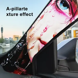 Jdm Car Interior A-Pillar Modification Kit, Punk Cool Beauty Pattern Self-Adhesive Elastic Sticker Set, Universal Upgrade Decal, Car Interior Decor