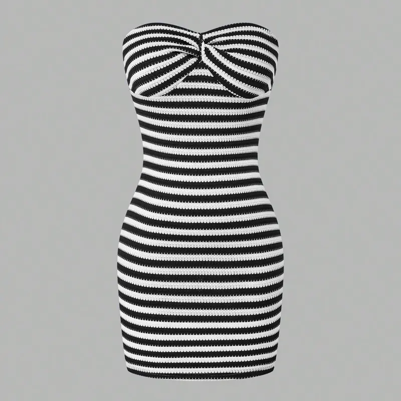 Women's Striped Knit Sleeveless Bodycon Dress, Slim Fit Sexy Backless Short Dress, Soft Breathable Fabric, Perfect for Parties and Casual Wear