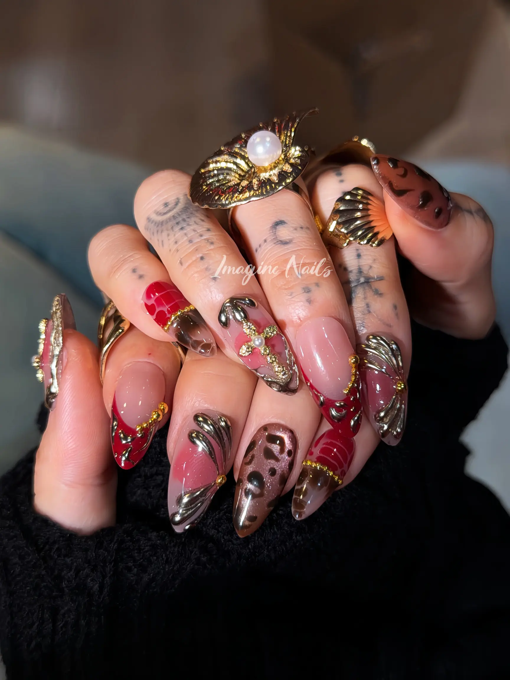 Imagine nails Femme Fatale Collection｜Cateye  Handmade Press on nails | Reusable | Salon Quality,Long Lasting,Unique Design | Give rings