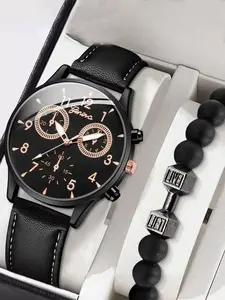 2-piece watch set, men's exquisite versatile watch, fashionable quartz watch, simple temperament watch set