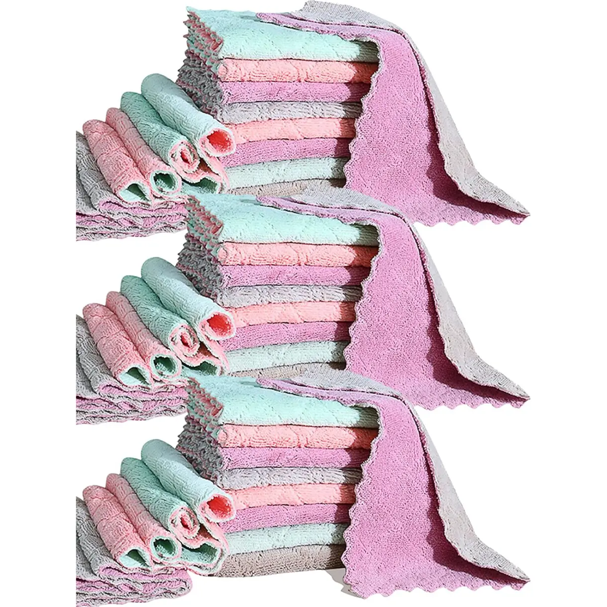 32 Pack Cleaning Cloth Kitchen Cloth, Dish Towels Super Absorbent Coral Velvet Dishtowels, Microfiber Premium Soft Tea Towels, Quick Dry Rags, Multipurpose Reusable Washcloths, Non-Stick Oil Cloths.
