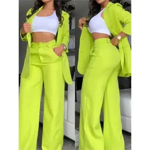 Women's Blazer Suit New Autumn Fashion Women's Lapel Coat + Pocket Design Pants Suit Work Commute Two-Piece Set Can be used with raincoat Womenswear Trouser Minimalist