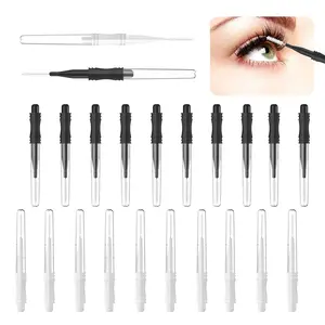 20 Pcs 2 Size Micro Eyebrow Brush With Cap Multifunctional Micro Spooly Brush for Eyelash Lift Extensions Brow Clean, White Black