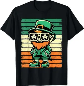 Retro Leprechaun Patty's Shamrock Funny St Patrick's Day T-Shirt