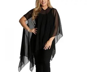InstantFigure InstaWrap Shahl Sheer Mesh Short Coverup 33COMT - Versatile Fashion Wrap - Multi-Functional Women's Apparel, Lightweight Breathable Sheer Mesh Fabric, Layering For All Seasons, Comfortable Fit, Silhouette Design, Made In USA