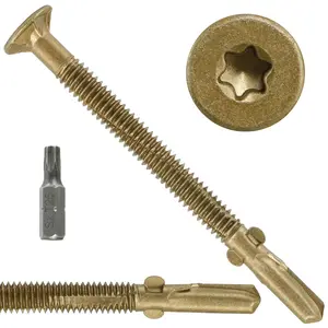 #10 x 3 Trailer Deck Screws, Self-Tapping Sheet  Metal Screw, 124 count T25  Bits Reamer Tek Screws for , for Attaching  to Steel