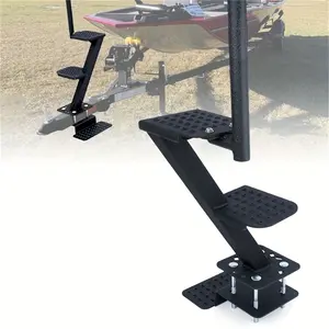 Heavy-Duty Boat Trailer Steps with Handle - Step Non-Slip Surface, Universal Fit for Trailer Tongue Access, 400 Lbs Load Capacity