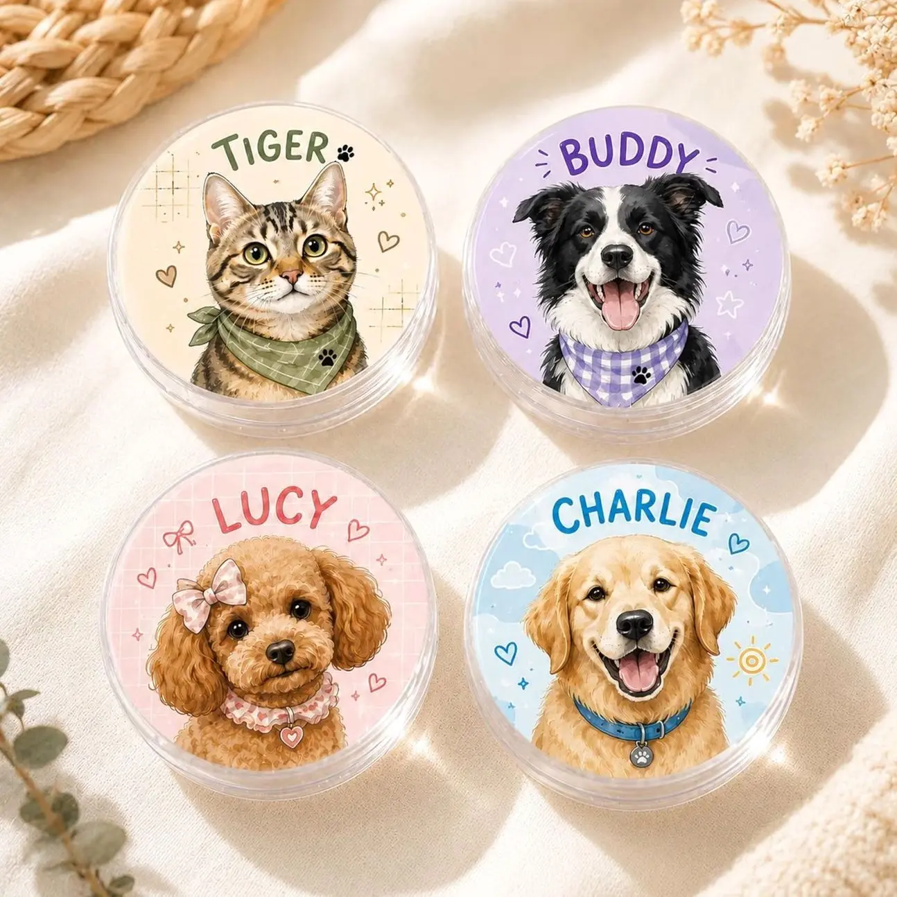 Personalized Pet Phone Grip, Pet Photo & Name iPhone Pop Socket, Aesthetic Cottagecore Phone Stand Holder, Dog Cat Mom Gift