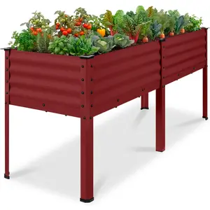 Best Choice Products 72x24x30in Non Toxic Elevated Galvanized Metal Garden Bed Corner Protectors