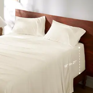 Deep Pocket Queen Sheets Set - Fits Mattresses Up to 21" Thick, 4 Air Mattress Sheets with Deep Pocket, Moisture Wicking Soft Cooling Bedding Sheets &amp; Pillowcases, Ivory