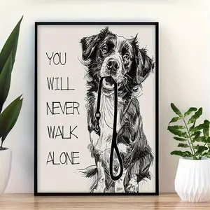 1pc, Unframed 12x16 inches Canvas Art Print, "You Will Never Walk Alone" with Brittany Spaniel, Dog Mom Gift, Wall Decor for Home, Bedroom, Kitchen, Living Room, Bathroom, Office, Fun Dog Art Poster, Canvas Material