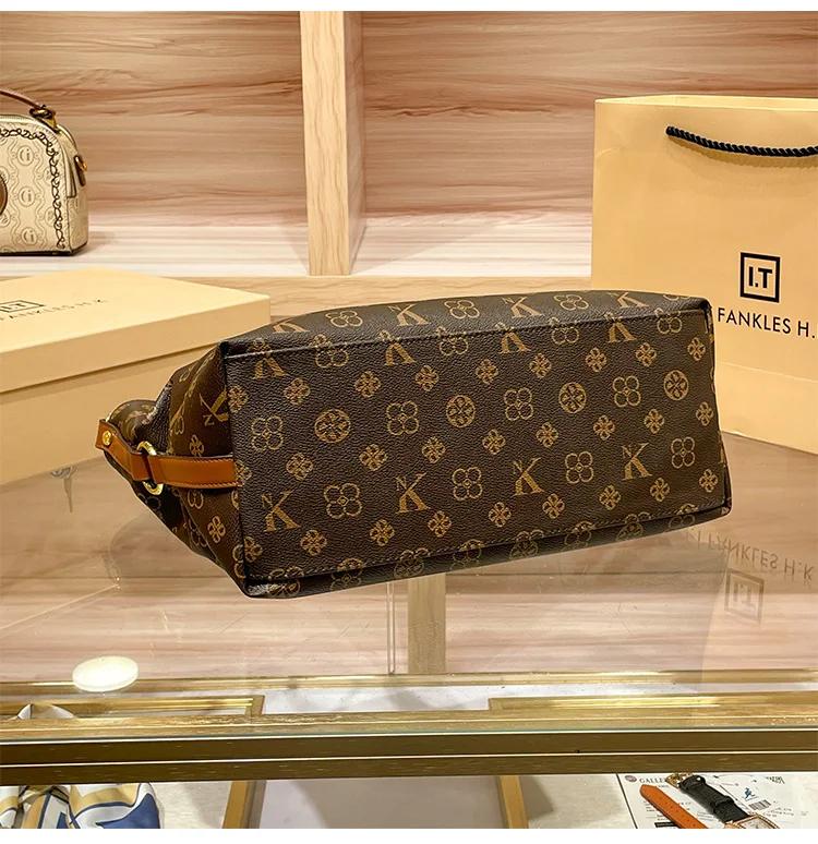 New style genuine leather women's tote hand held large bag file bag large capacity high end large bag curve tote bag