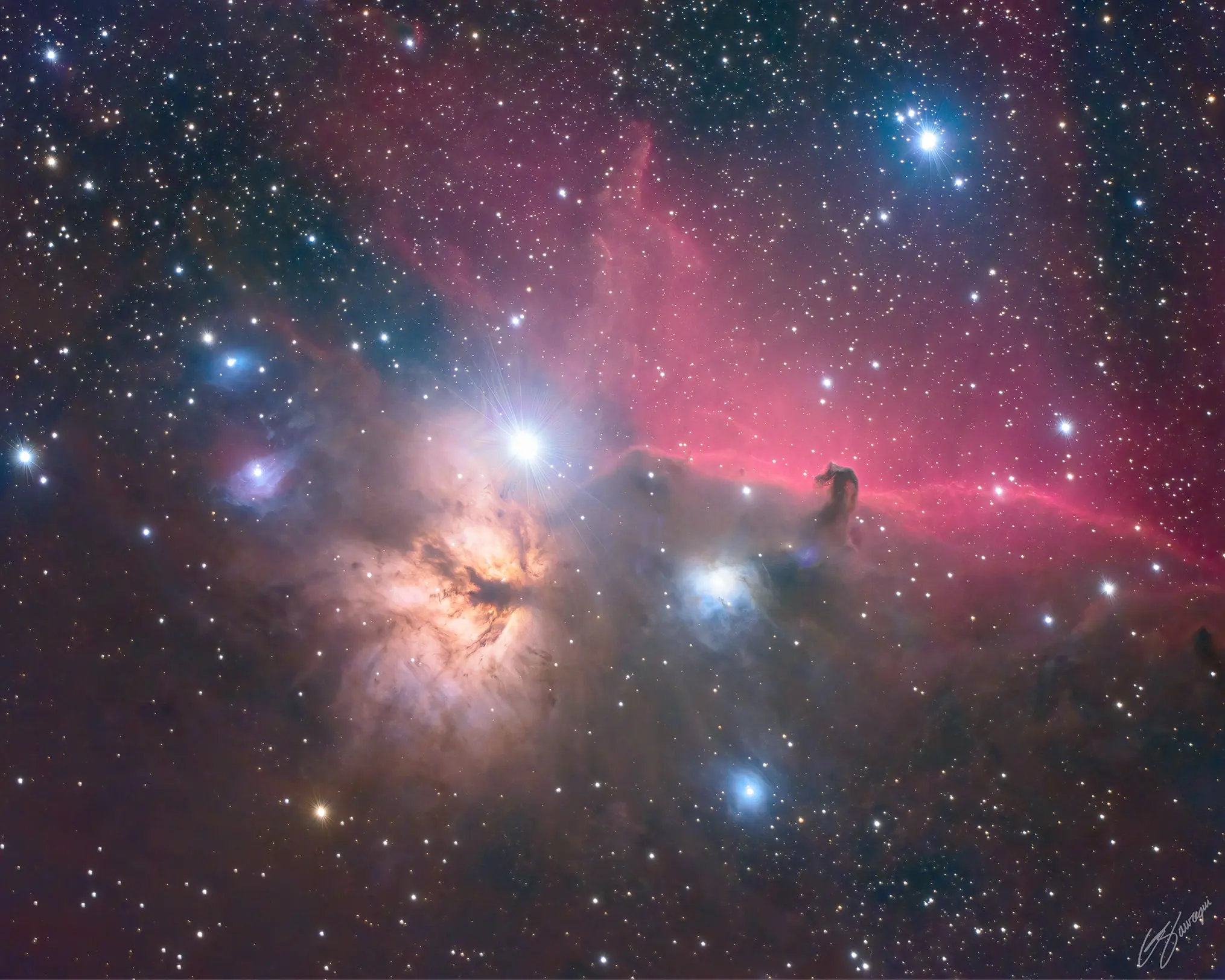 Astronerd Metal Print #1: Horsehead and Flame Nebula - Limited Edition 8x10 Inches ChromaLuxe Sublimation Metal with Easel for Standing or Hanging
