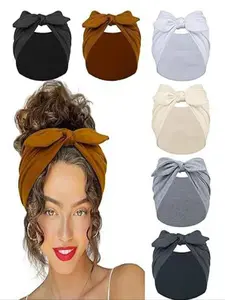 Women's Rabbit Ear Bow Hairband Set, Elastic Plain Color Yoga Headwear, Fall Winter Sweat Absorbent Scarf, Elegant Soft Towel