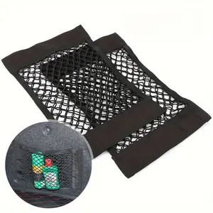 2pcs Heavy-Duty All-in-One Car Trunk Organizer Set with Elastic Edge & Mesh Storage Net - Fit for SUVs, Sedans, - Tool, Groceries, Ticket Storage - Space-Saving Trunk Protector, Durable Black Elastic Design with Clear Mesh Panels & Sturdy Frame
