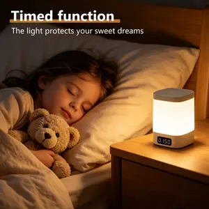 1 piece Multi-function clock, bedside night light, remote control dimming, cold and warm, soft light eye protection, bedroom children's sleep long endurance ambient light