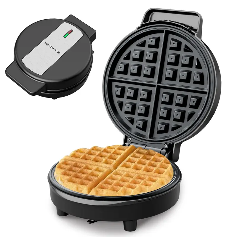 Waffle Maker - 1000W Electric Non stick Egg Waffler Iron Griddle w/Ready Indicator Light - Ready in under 5 Minutes- Free Recipe Guide Included, Make Delicious Waffle Ice Cream Cones, Gift